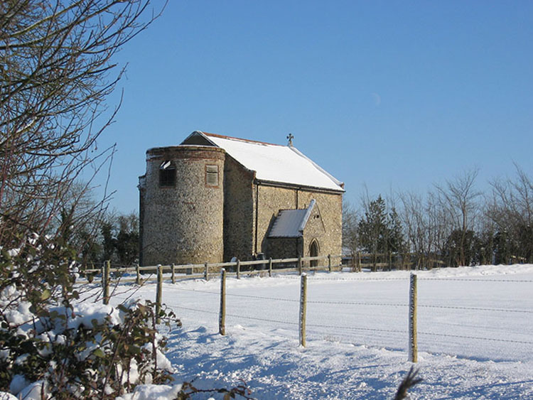 church in snow